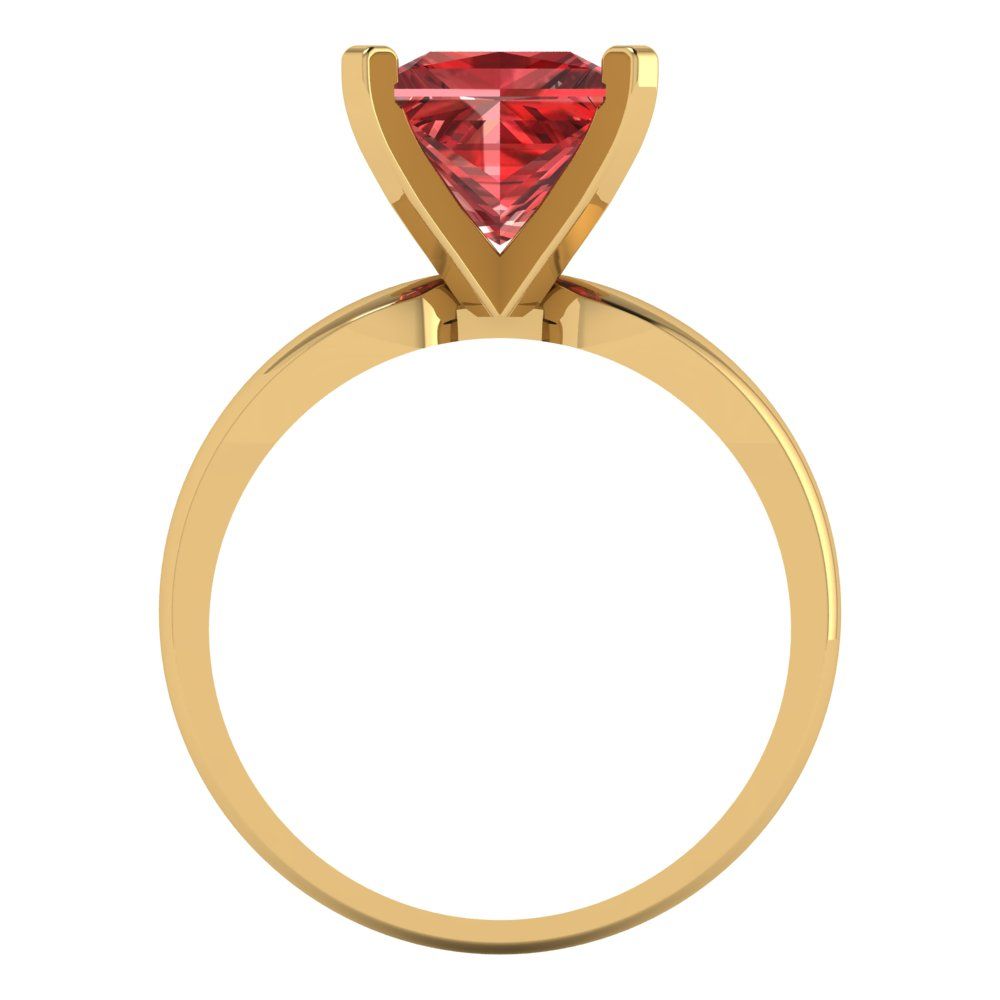 2.5 cttw Natural Garnet Solitaire  Engagement Ring - Solid Gold (Princess Cut,8.5mm)