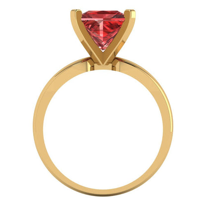 2.5 cttw Natural Garnet Solitaire  Engagement Ring - Solid Gold (Princess Cut,8.5mm)