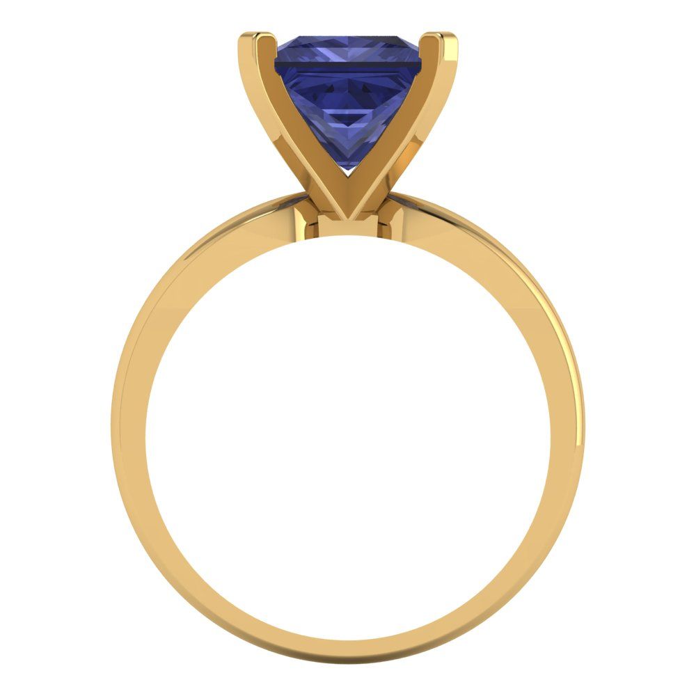 2.5 cttw Simulated Tanzanite Solitaire  Engagement Ring - Solid Yellow Gold (VVS1, Princess Cut,8.5mm)