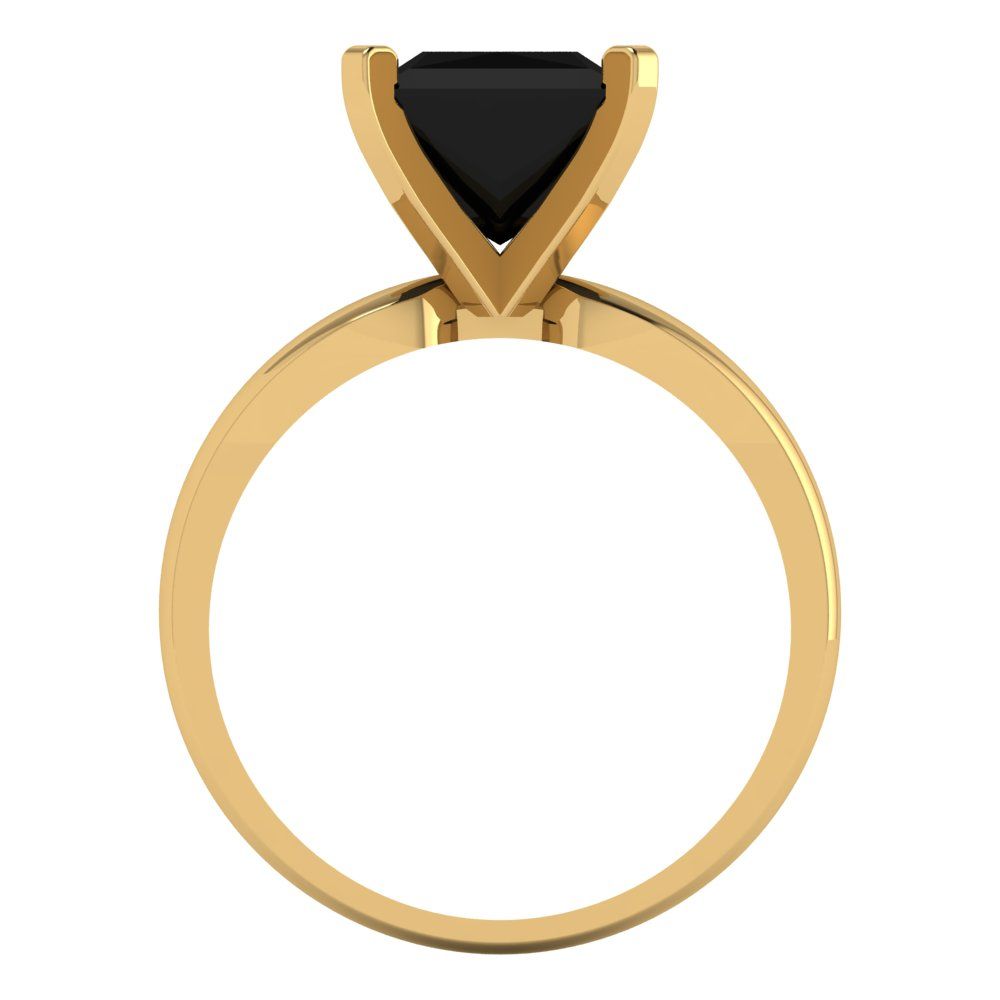 2.5 cttw Natural Onyx Solitaire  Engagement Ring - Solid Yellow Gold (VVS1, Princess Cut,8.5mm)