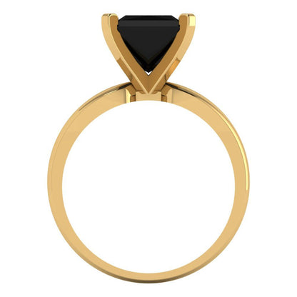 2.5 cttw Natural Onyx Solitaire  Engagement Ring - Solid Yellow Gold (VVS1, Princess Cut,8.5mm)