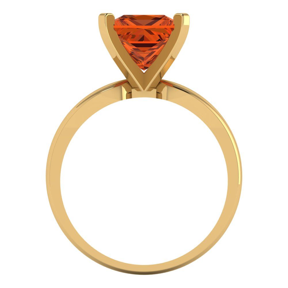 2.5 cttw Simulated Ruby Solitaire  Engagement Ring - Solid Yellow Gold (VVS1, Princess Cut,8.5mm)