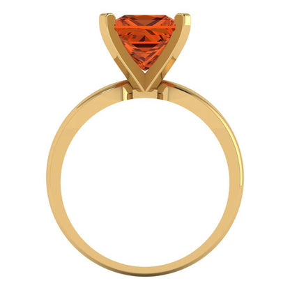 2.5 cttw Simulated Ruby Solitaire  Engagement Ring - Solid Yellow Gold (VVS1, Princess Cut,8.5mm)
