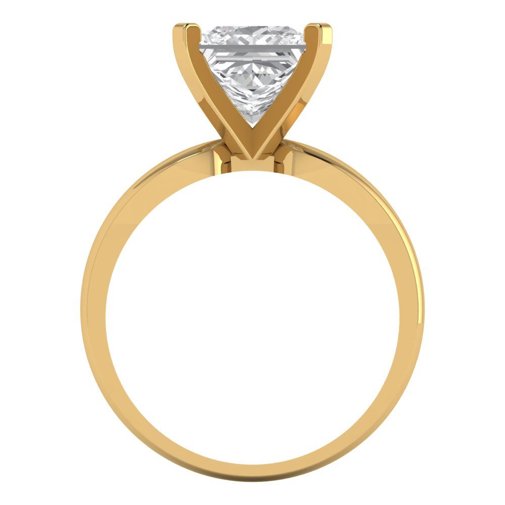 2.5 cttw Moissanite Solitaire  Engagement Ring - Solid Yellow Gold (VVS1, Princess Cut,8.5mm)