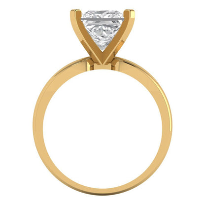 2.5 cttw Moissanite Solitaire  Engagement Ring - Solid Yellow Gold (VVS1, Princess Cut,8.5mm)