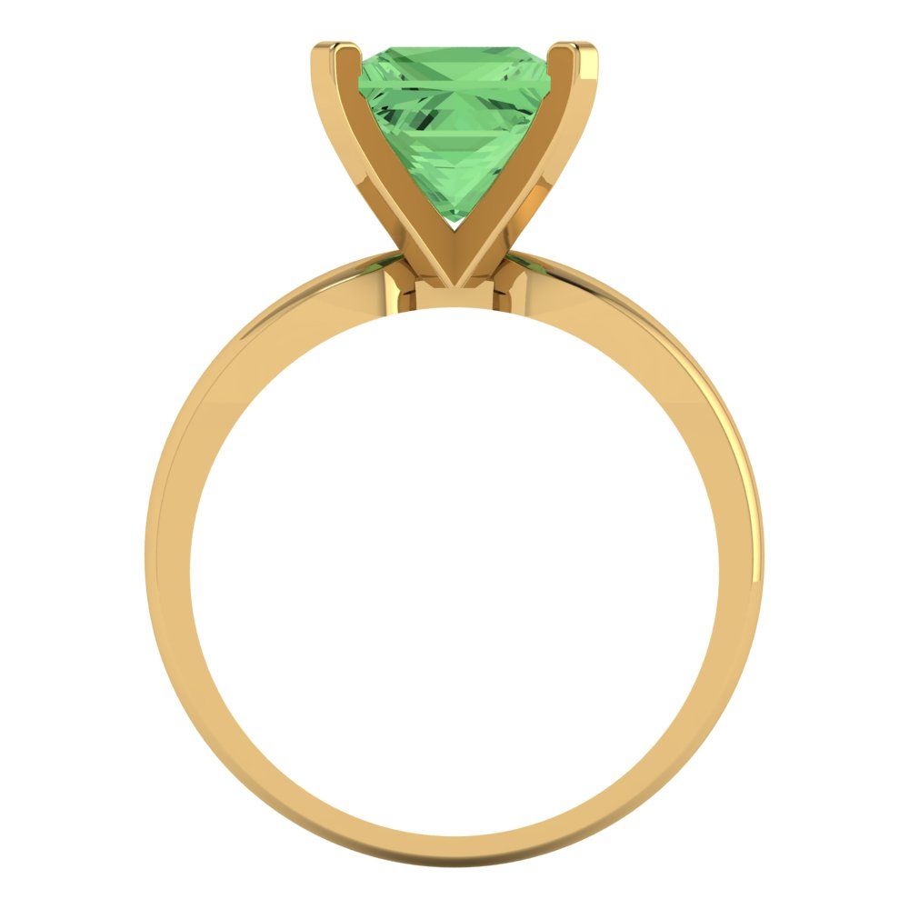2.5 cttw Zirconia Simulated Green Diamond Solitaire  Engagement Ring - Solid Yellow Gold (VVS1, Princess Cut,8.5mm)