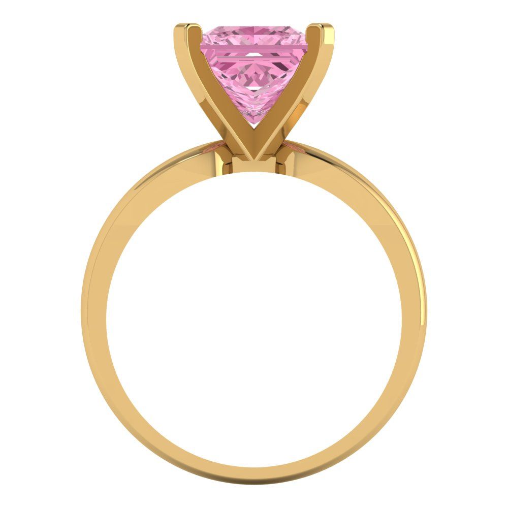2.5 cttw Zirconia Simulated Pink Diamond Solitaire  Engagement Ring - Solid Gold (VVS1, Princess Cut,8.5mm)