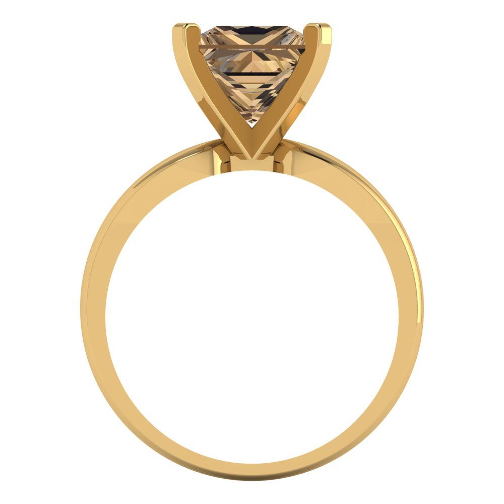 2.5 cttw Zirconia Simulated Champagne Diamond Solitaire  Engagement Ring - Solid Yellow Gold (VVS1, Princess Cut,8.5mm)