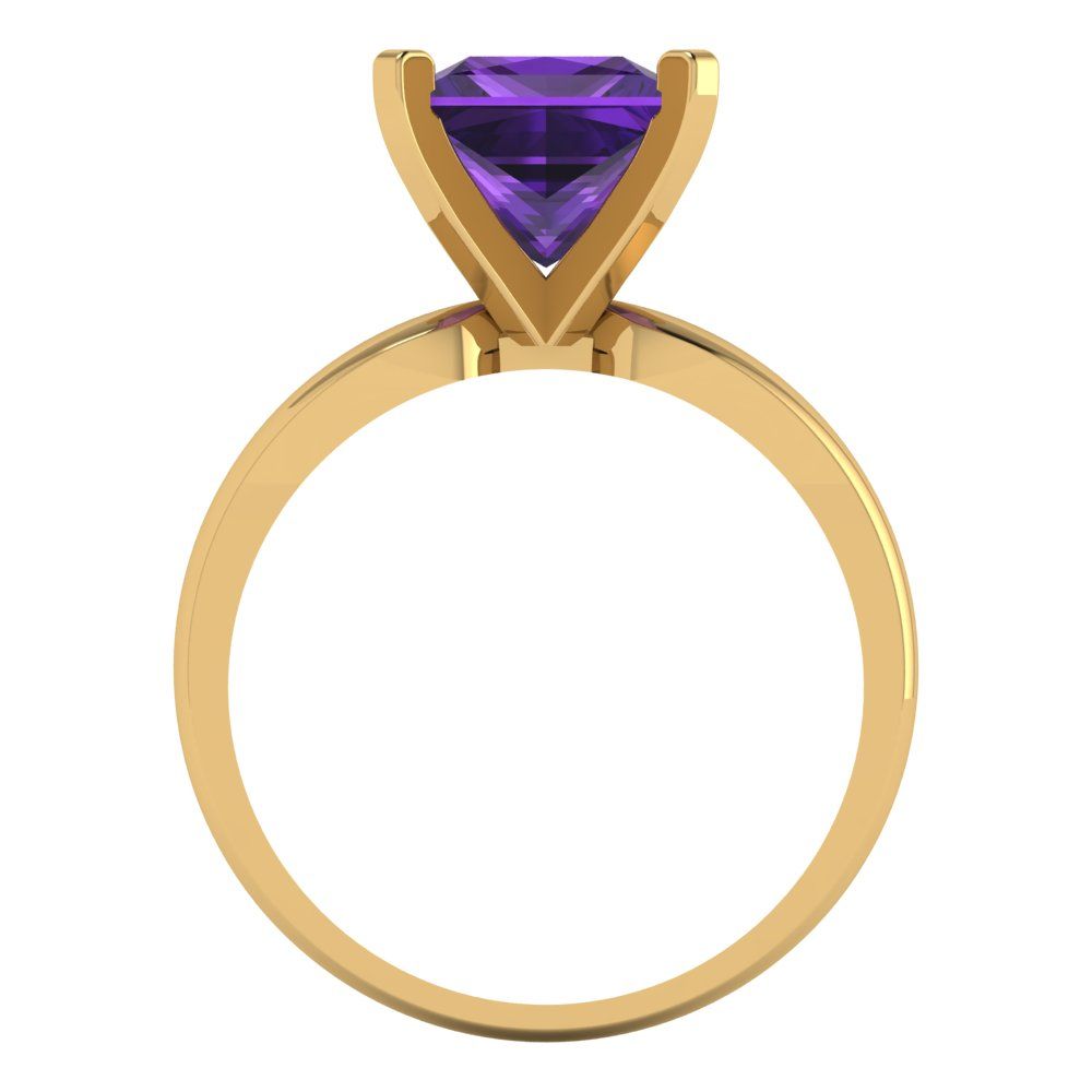 2.5 cttw Natural Amethyst Solitaire  Engagement Ring - Solid Gold (Princess Cut,8.5mm)