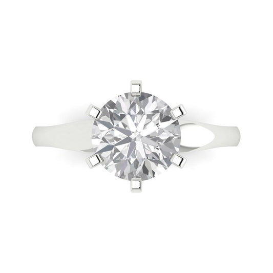 2.5 cttw Zirconia Simulated Diamond Solitaire  Engagement Ring - Solid White Gold (VVS1, Round Cut,8.5mm)