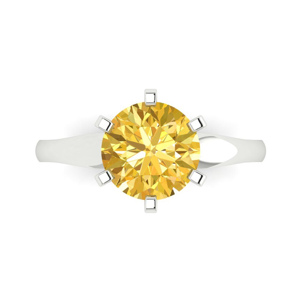 2.5 cttw Natural Citrine Solitaire  Engagement Ring - Solid Gold (Round Cut,8.5mm)