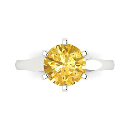 2.5 cttw Natural Citrine Solitaire  Engagement Ring - Solid Gold (Round Cut,8.5mm)