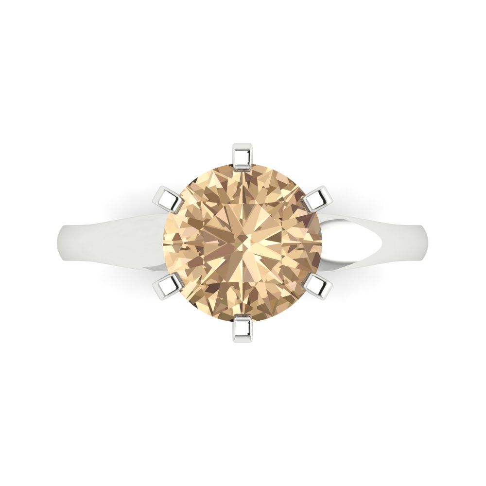 2.5 cttw Yellow Moissanite Solitaire  Engagement Ring - Solid Gold (Round Cut,8.5mm)