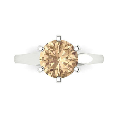 2.5 cttw Yellow Moissanite Solitaire  Engagement Ring - Solid Gold (Round Cut,8.5mm)