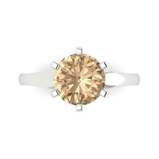 2.5 cttw Yellow Moissanite Solitaire  Engagement Ring - Solid White Gold (VVS1, Round Cut,8.5mm)