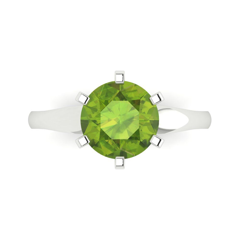 2.5 cttw Natural Peridot Solitaire  Engagement Ring - Solid Gold (Round Cut,8.5mm)