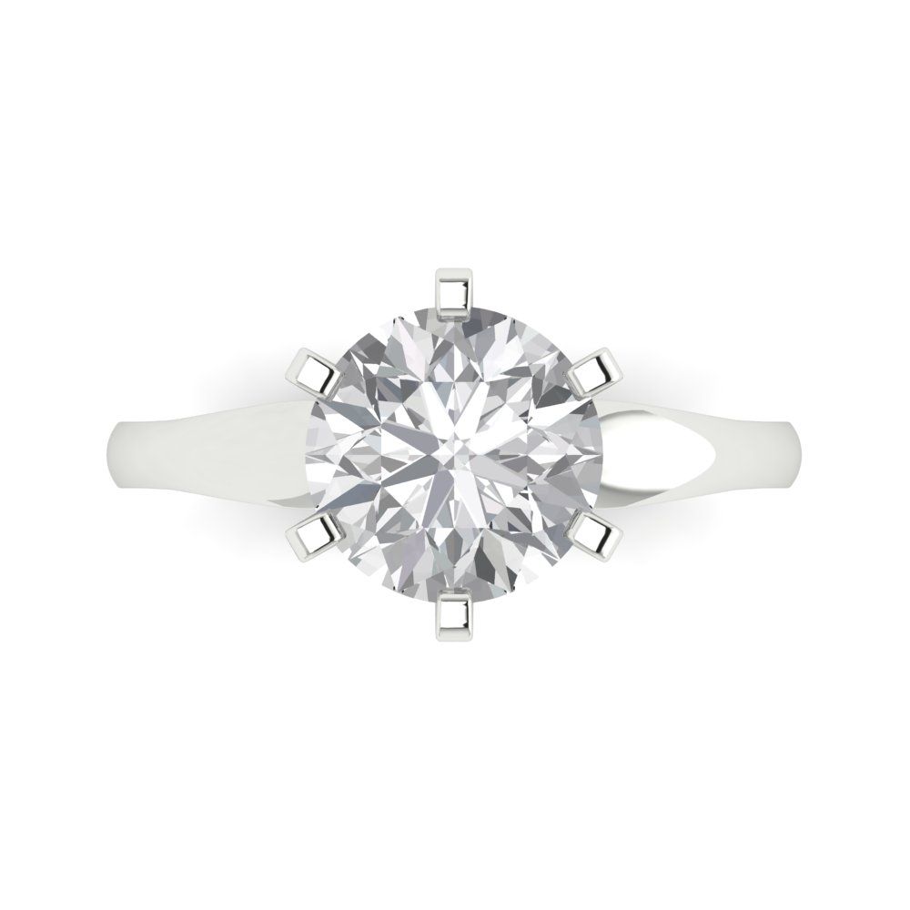 2.5 cttw Certified Moissanite Solitaire  Engagement Ring - Solid Gold (VVS1, D-F,Round Cut,8.5mm)