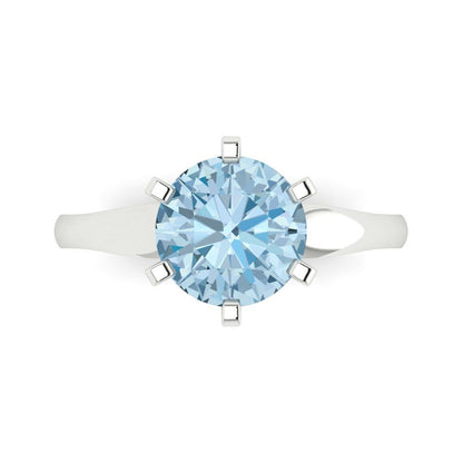 2.5 cttw Natural Sky Blue Topaz Solitaire  Engagement Ring - Solid Gold (Round Cut,8.5mm)