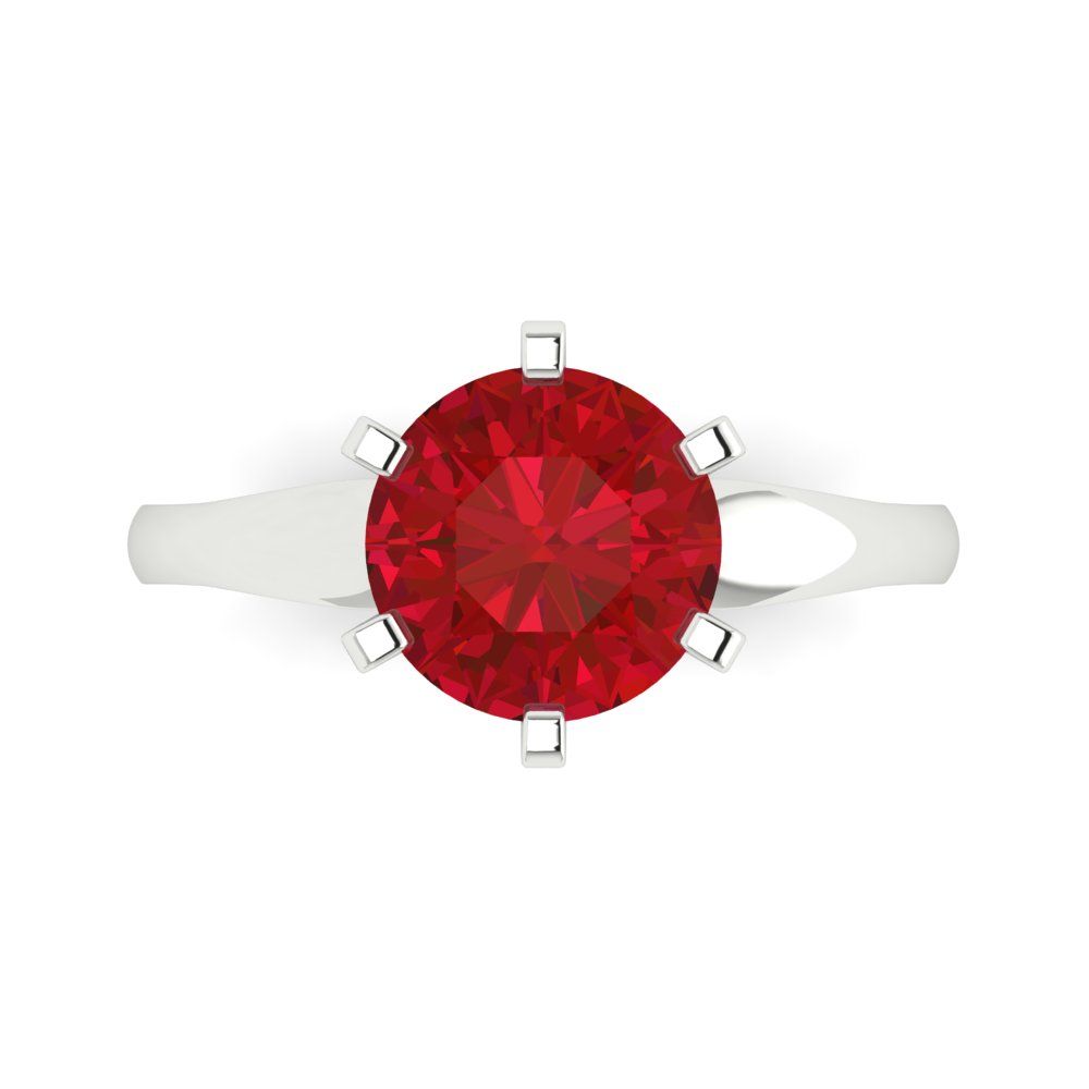 2.5 cttw Simulated Ruby Solitaire  Engagement Ring - Solid White Gold (VVS1, Round Cut,8.5mm)