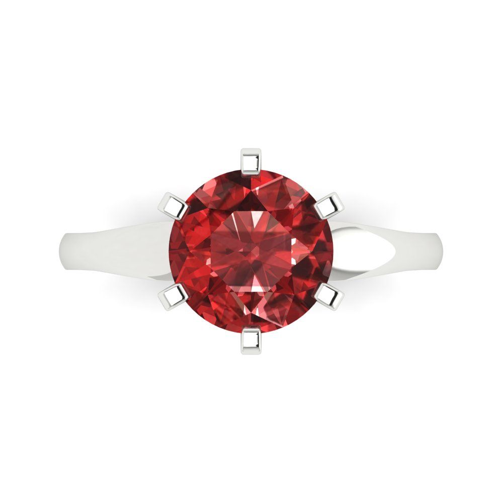 2.5 cttw Natural Garnet Solitaire  Engagement Ring - Solid White Gold (VVS1, Round Cut,8.5mm)