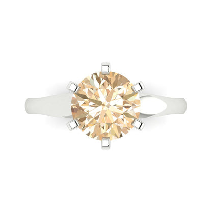 2.5 cttw Natural Morganite Solitaire  Engagement Ring - Solid Gold (Round Cut,8.5mm)