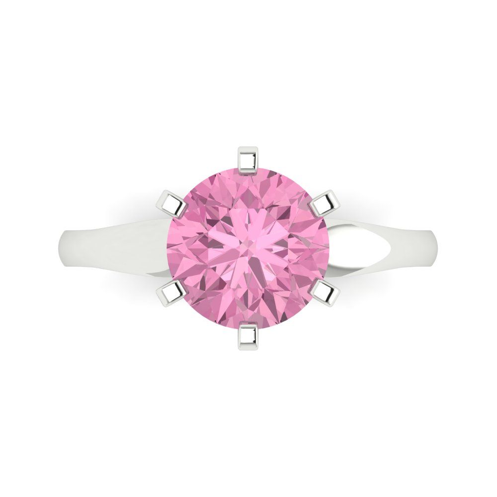 2.5 cttw Zirconia Simulated Pink Diamond Solitaire  Engagement Ring - Solid White Gold (VVS1, Round Cut,8.5mm)