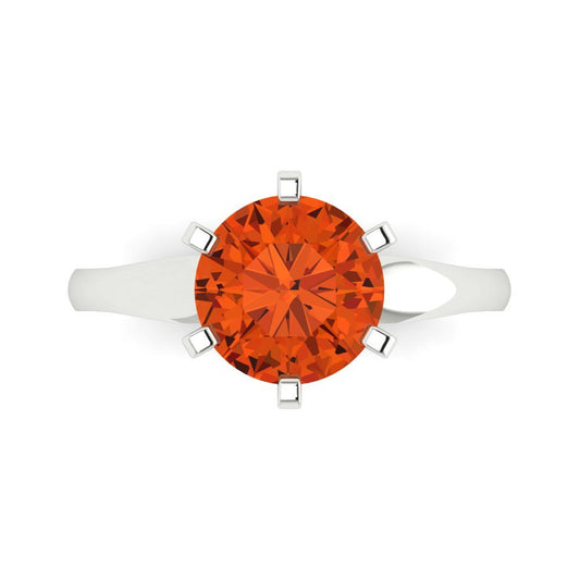 2.5 cttw Zirconia Simulated Red Diamond Solitaire  Engagement Ring - Solid White Gold (VVS1, Round Cut,8.5mm)