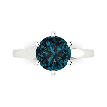 2.5 cttw Natural London Blue Topaz Solitaire  Engagement Ring - Solid Gold (Round Cut,8.5mm)