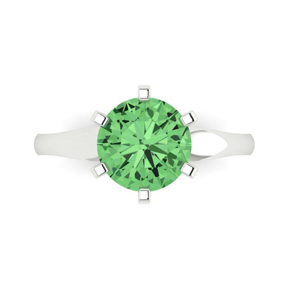 2.5 cttw Zirconia Simulated Green Diamond Solitaire  Engagement Ring - Solid Gold (VVS1, Round Cut,8.5mm)