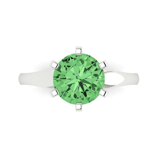 2.5 cttw Zirconia Simulated Green Diamond Solitaire  Engagement Ring - Solid White Gold (VVS1, Round Cut,8.5mm)