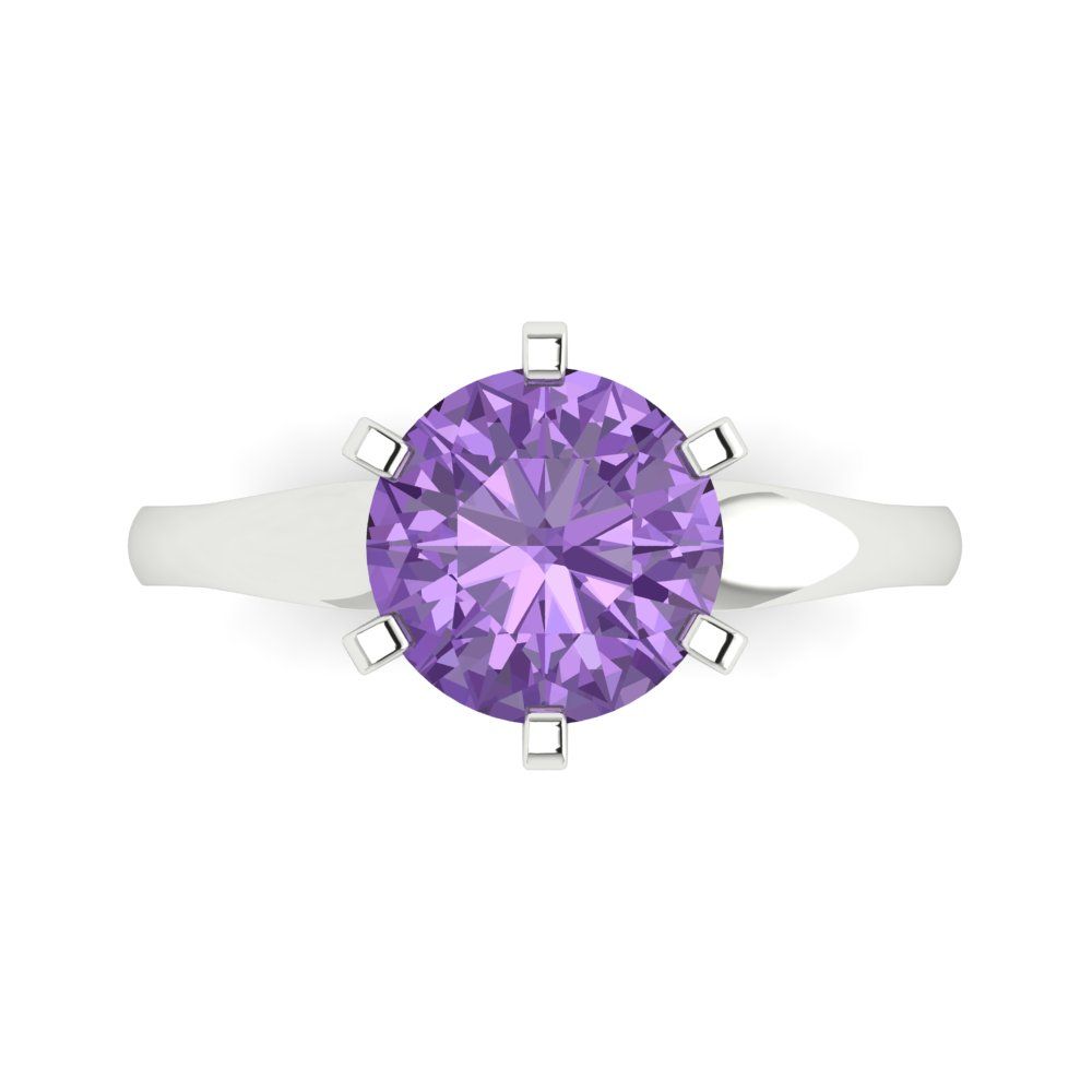 2.5 cttw Simulated Alexandrite Solitaire  Engagement Ring - Solid White Gold (VVS1, Round Cut,8.5mm)