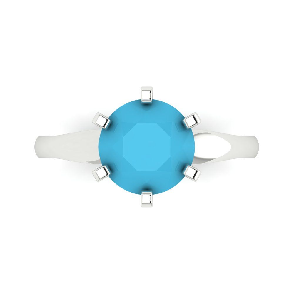 2.5 cttw Simulated Turquoise Solitaire  Engagement Ring - Solid Gold (Round Cut,8.5mm)