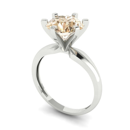 2.5 cttw Natural Morganite Solitaire  Engagement Ring - Solid Gold (Round Cut,8.5mm)