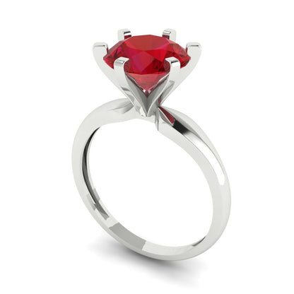 2.5 cttw Simulated Ruby Solitaire  Engagement Ring - Solid White Gold (VVS1, Round Cut,8.5mm)