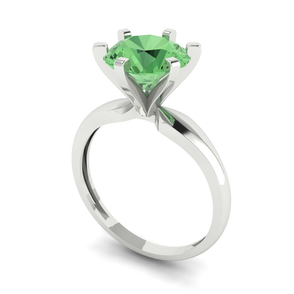 2.5 cttw Zirconia Simulated Green Diamond Solitaire  Engagement Ring - Solid Gold (VVS1, Round Cut,8.5mm)
