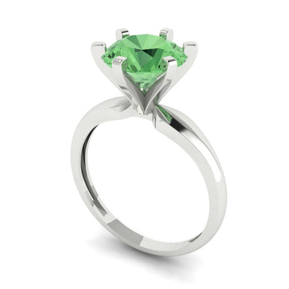 2.5 cttw Zirconia Simulated Green Diamond Solitaire  Engagement Ring - Solid Gold (VVS1, Round Cut,8.5mm)