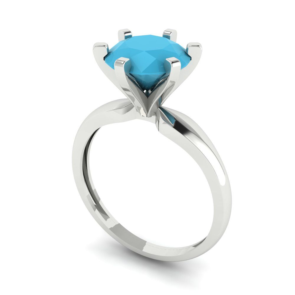 2.5 cttw Simulated Turquoise Solitaire  Engagement Ring - Solid Gold (Round Cut,8.5mm)