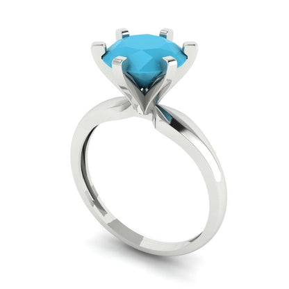 2.5 cttw Simulated Turquoise Solitaire  Engagement Ring - Solid Gold (Round Cut,8.5mm)