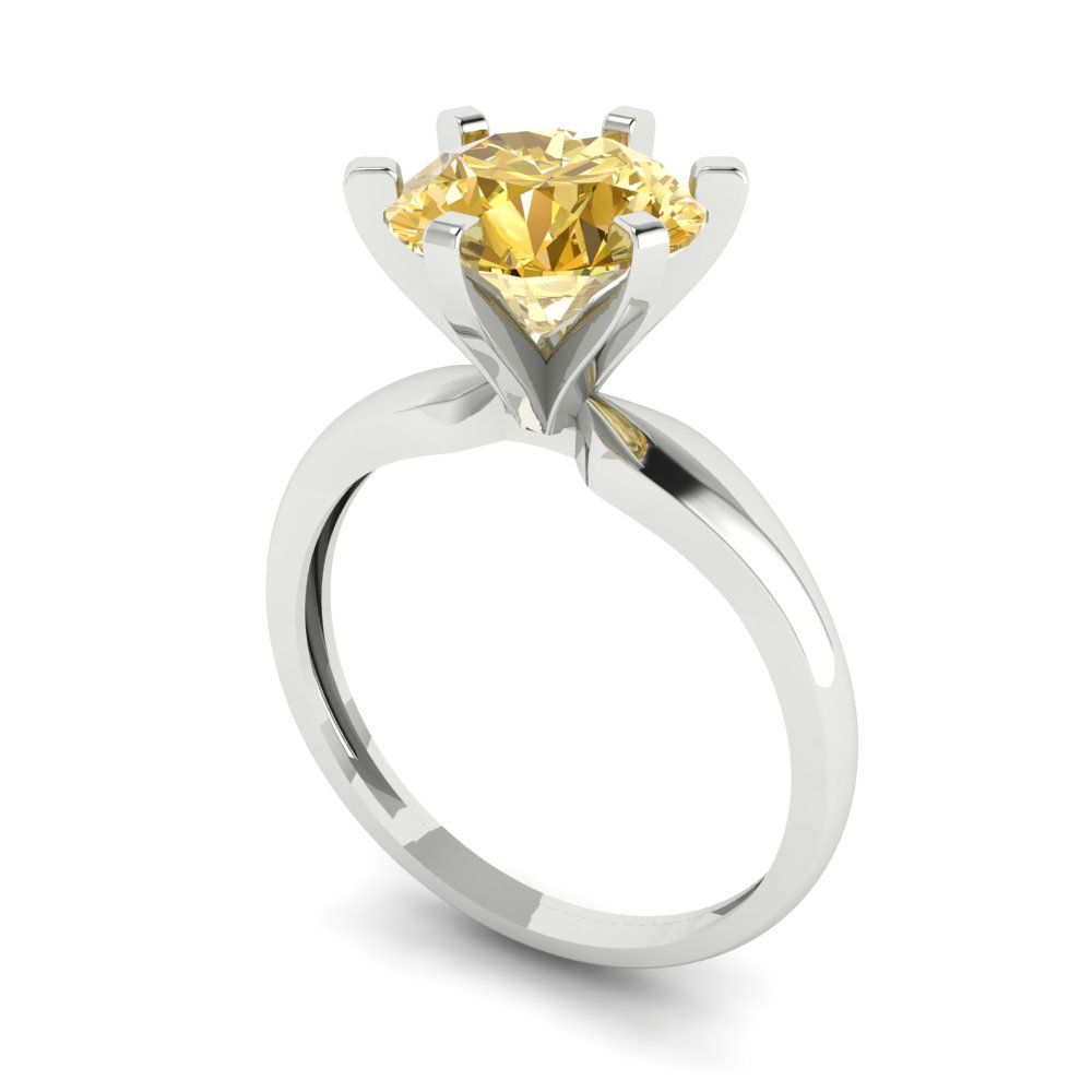 2.5 cttw Yellow Moissanite Solitaire  Engagement Ring - Solid Gold (Round Cut,8.5mm)