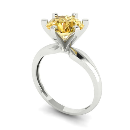 2.5 cttw Yellow Moissanite Solitaire  Engagement Ring - Solid Gold (Round Cut,8.5mm)