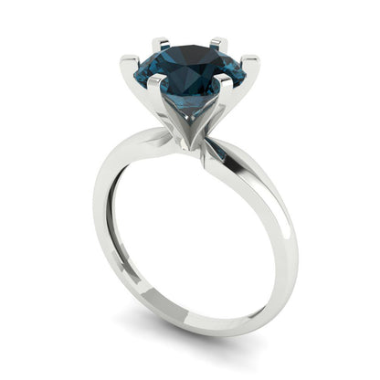 2.5 cttw Natural London Blue Topaz Solitaire  Engagement Ring - Solid Gold (Round Cut,8.5mm)