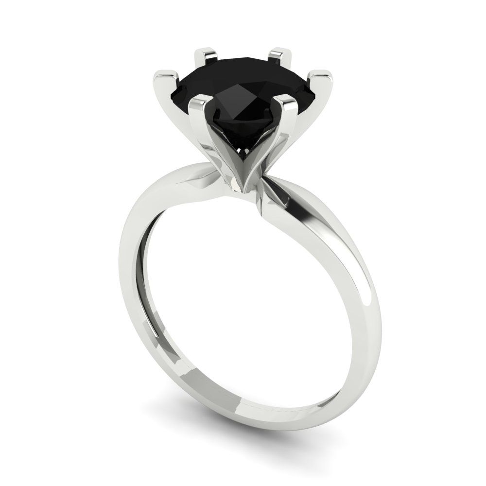 2.5 cttw Natural Onyx Solitaire  Engagement Ring - Solid Gold (Round Cut,8.5mm)
