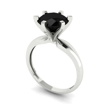 2.5 cttw Natural Onyx Solitaire  Engagement Ring - Solid Gold (Round Cut,8.5mm)