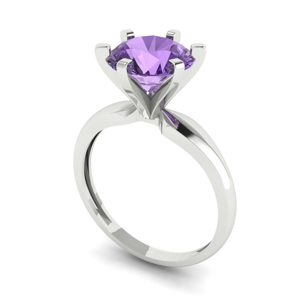 2.5 cttw Simulated Alexandrite Solitaire  Engagement Ring - Solid White Gold (VVS1, Round Cut,8.5mm)