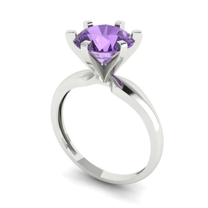 2.5 cttw Simulated Alexandrite Solitaire  Engagement Ring - Solid White Gold (VVS1, Round Cut,8.5mm)
