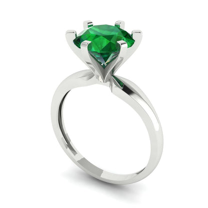 2.5 cttw Simulated Emerald Solitaire  Engagement Ring - Solid Gold (Round Cut,8.5mm)