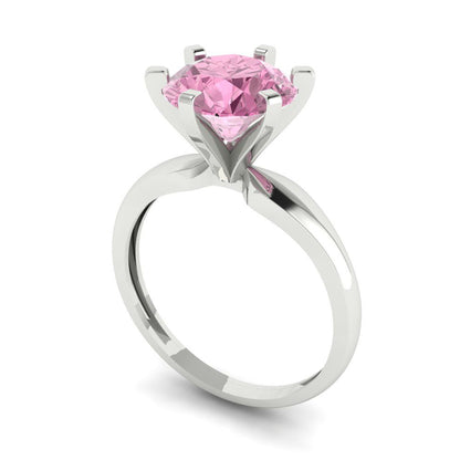 2.5 cttw Zirconia Simulated Pink Diamond Solitaire  Engagement Ring - Solid White Gold (VVS1, Round Cut,8.5mm)