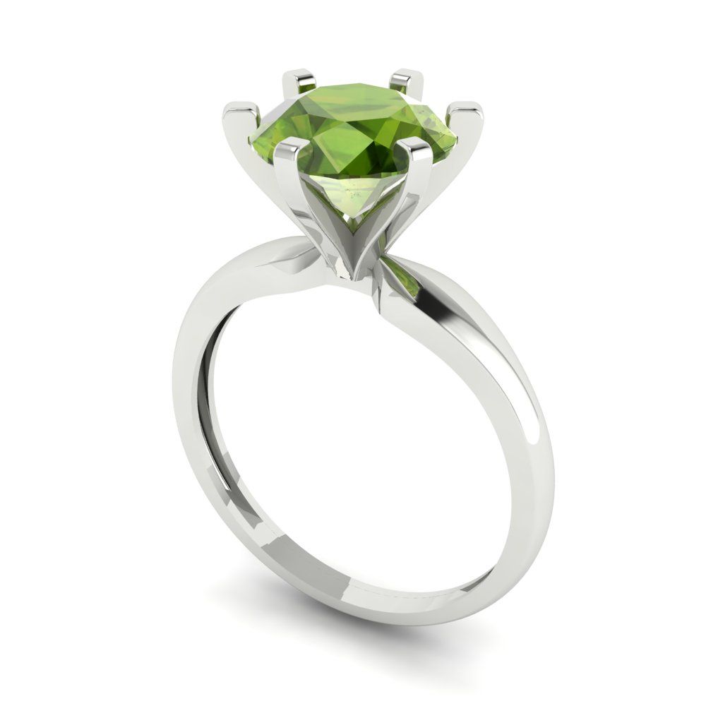 2.5 cttw Natural Peridot Solitaire  Engagement Ring - Solid Gold (Round Cut,8.5mm)