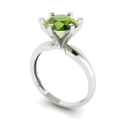 2.5 cttw Natural Peridot Solitaire  Engagement Ring - Solid Gold (Round Cut,8.5mm)