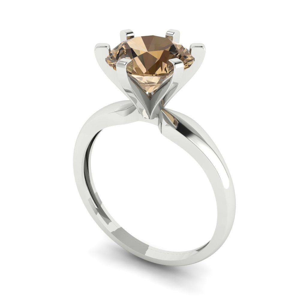 2.5 cttw Zirconia Simulated Champagne Diamond Solitaire  Engagement Ring - Solid Gold (VVS1, Round Cut,8.5mm)